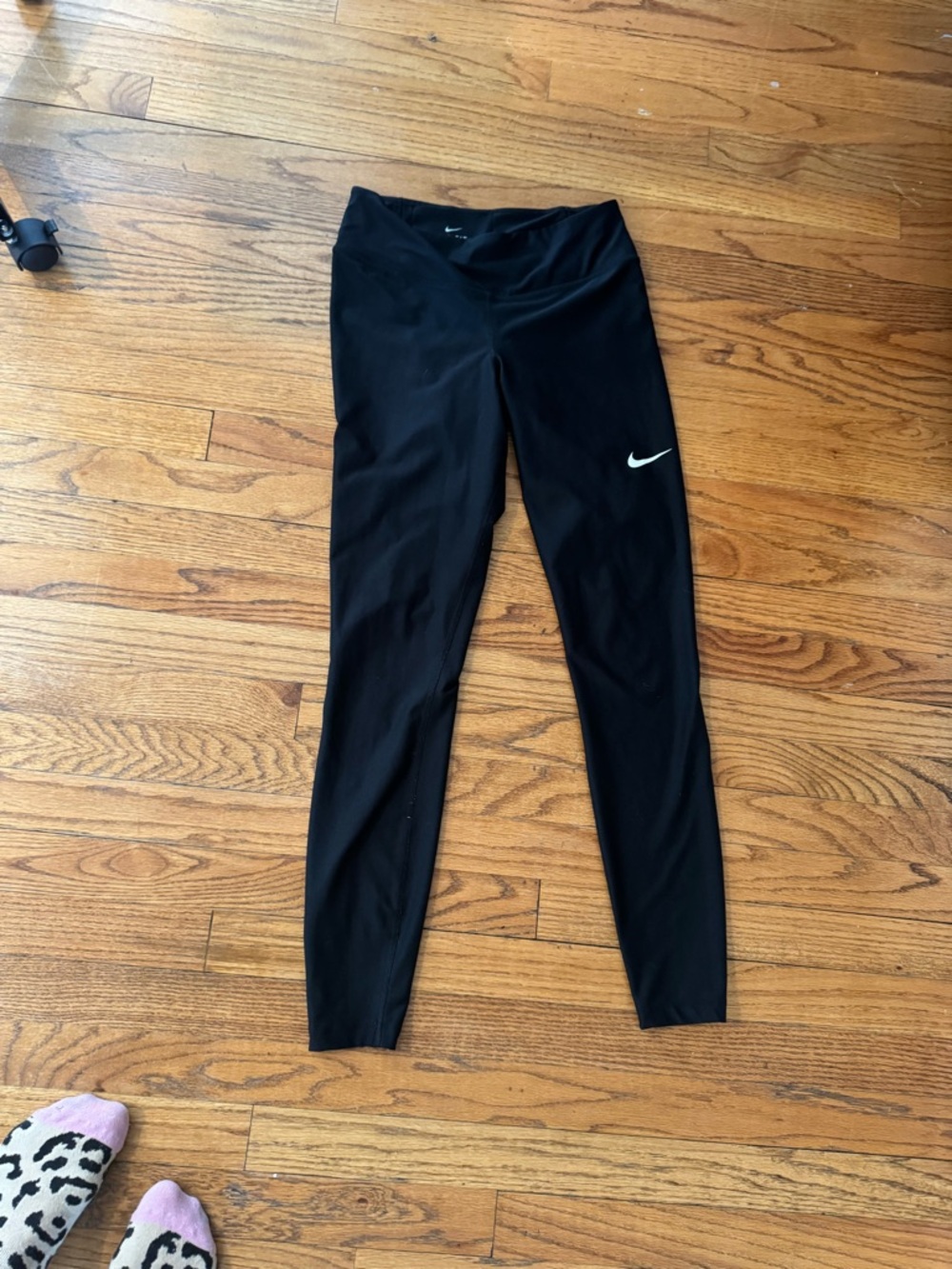 Nike Black Dri-FIT Leggings with White Swoosh Logo